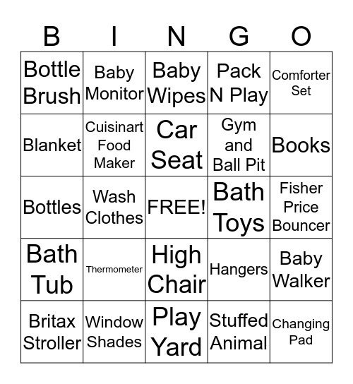 Alexa's Baby Shower Bingo Card