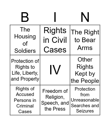 Bill of Rights Bingo Card