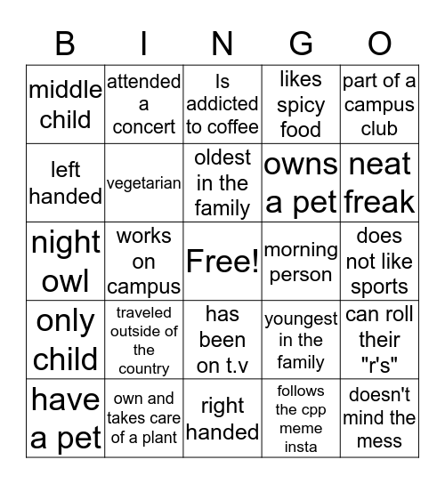 ASI BASE BINGO Card