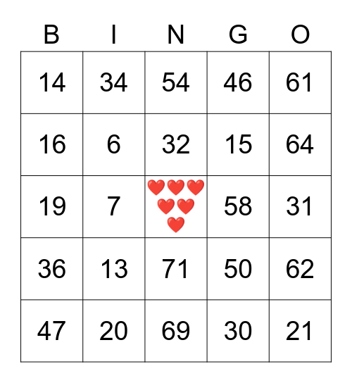 CARD 01 Bingo Card
