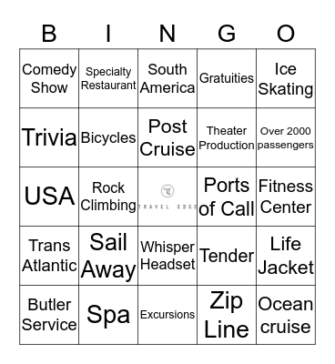Cruise Bingo Card