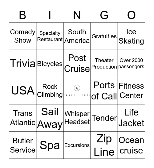 Cruise Bingo Card