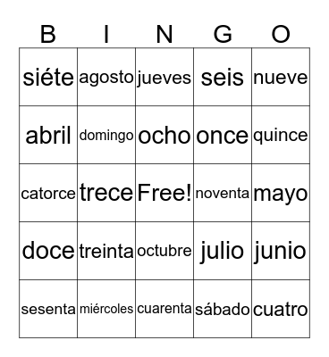 Spaans / bingo Card