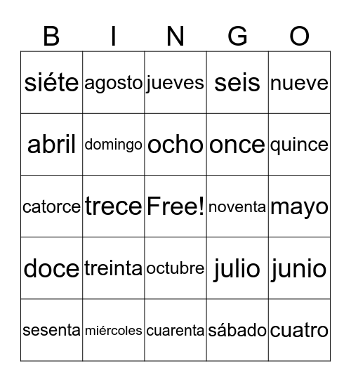 Spaans / bingo Card