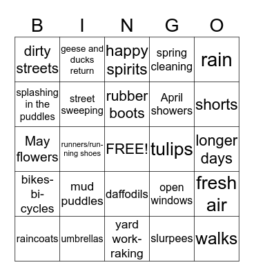 EARLY SPRING Bingo Card