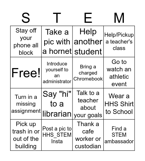 Academy BINGO Name:______________________ Bingo Card