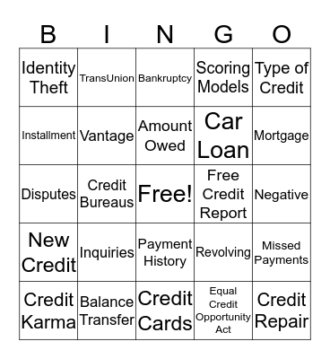 Credit Bingo Card