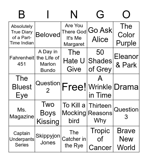 BANNED BOOKS BINGO Card