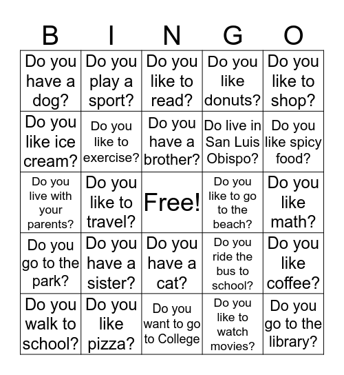 Do you? Bingo Card