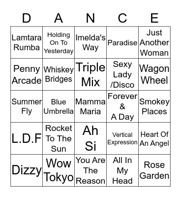 Line Dance Bingo Card