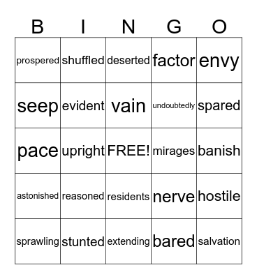 Vocabulary Bingo Card