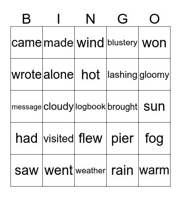 VOCABULARY Bingo Card