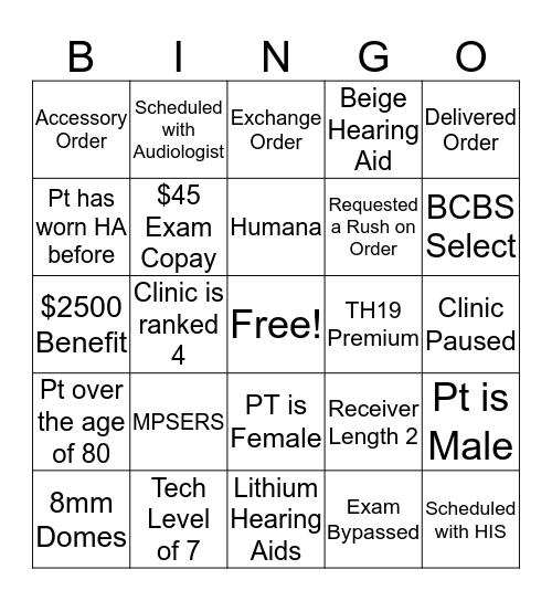 Provider Support  Bingo Card