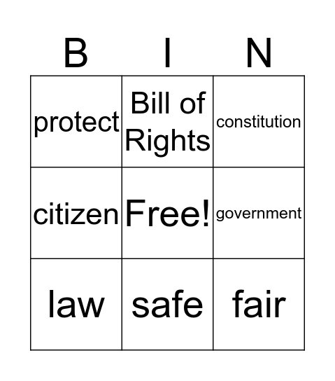 We Have Rights Vocabulary Bingo Card