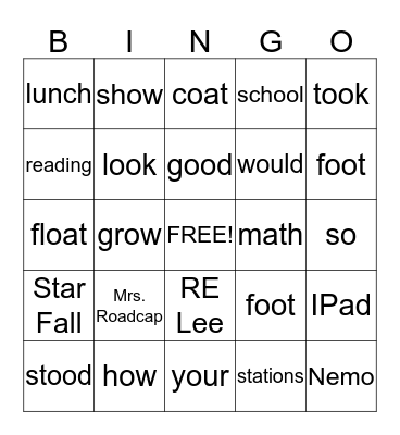 Izabella's BINGO Card