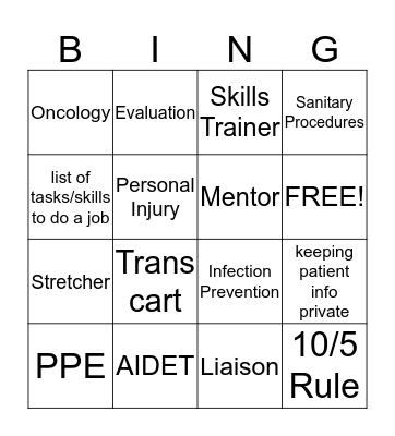 Vocab 1&2 Bingo Card