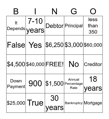 Untitled Bingo Card