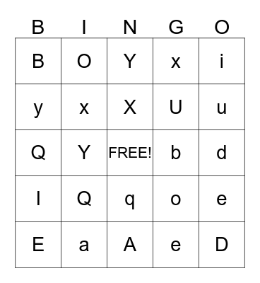 Alphabet Bingo Card