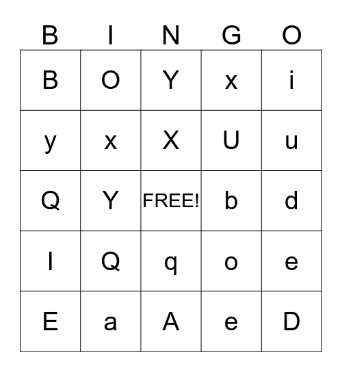Alphabet Bingo Card