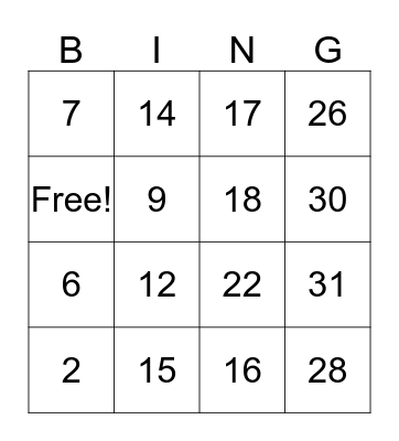 BIRTHDAY BINGO Card