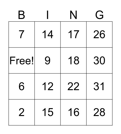 BIRTHDAY BINGO Card