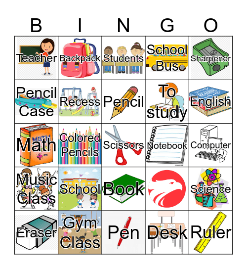 School Bingo Card