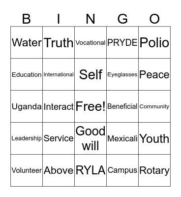 Interact Bingo  Bingo Card