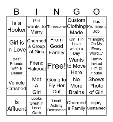 Gabe Travel Bingo Card