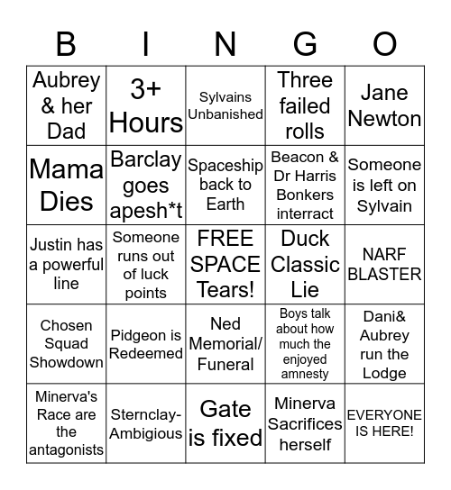 AMNESTY BINGO Card