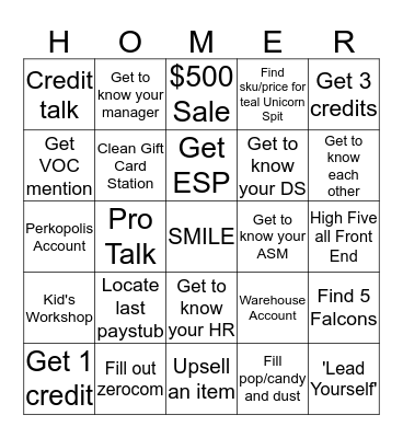 Homer Bingo Card