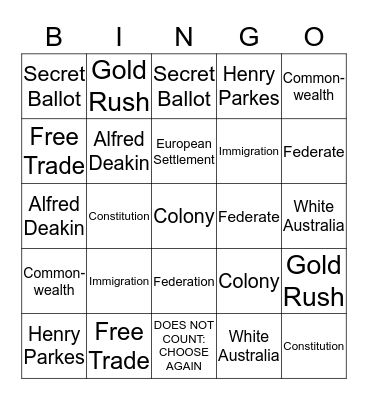 Federation Bingo Cloe 6C Bingo Card