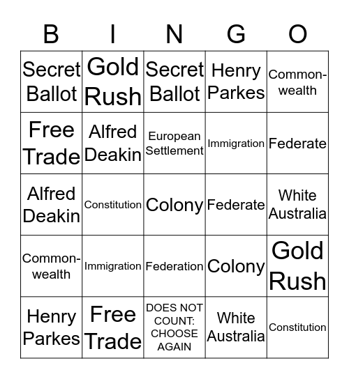 Federation Bingo Cloe 6C Bingo Card