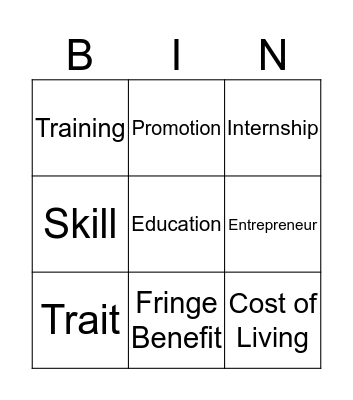 Career Bingo! Bingo Card