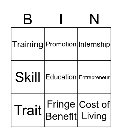 Career Bingo! Bingo Card