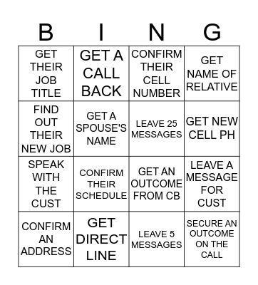 EMPLOYER CALL BINGO Card