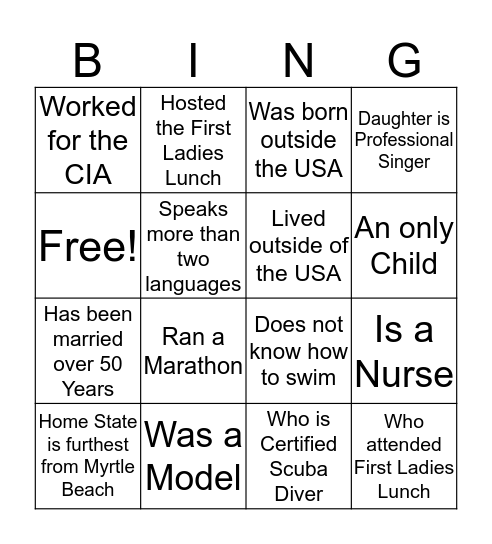 Ladies Lunch Bingo Card