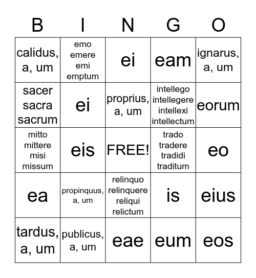 Chapter 25 Bingo Card