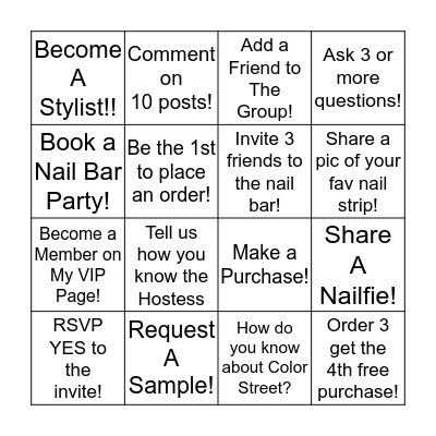 Bee You Nails Color Street Bingo! Bingo Card