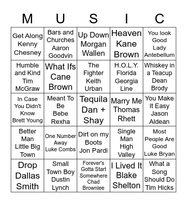 Modern Country Bingo Card