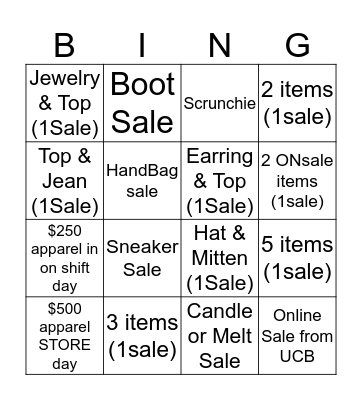 Weston UCB BingO! Bingo Card