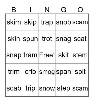 Day 4: sc, sk, sm, sn, sp Bingo Card
