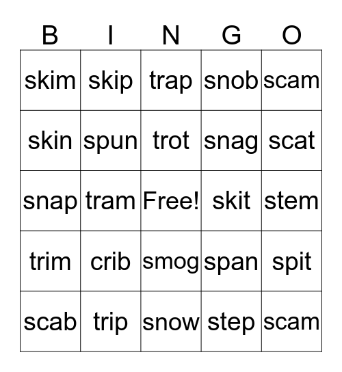 Day 4: sc, sk, sm, sn, sp Bingo Card