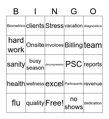 Busy Season BINGO Card