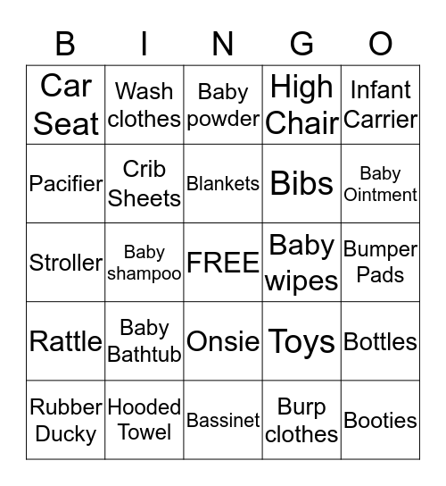 BABY BINGO Card