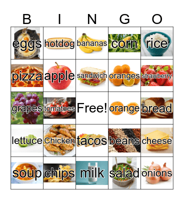 Food Bingo Card