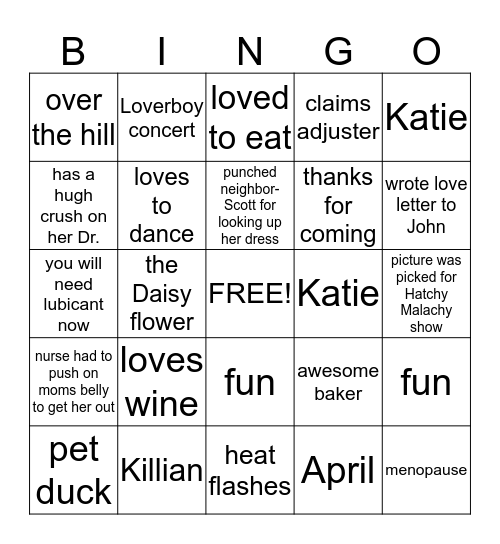 Fun Facts About Michelle  Bingo Card