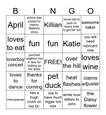Fun Facts About Michelle Bingo Card