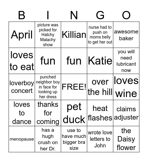 Fun Facts About Michelle Bingo Card