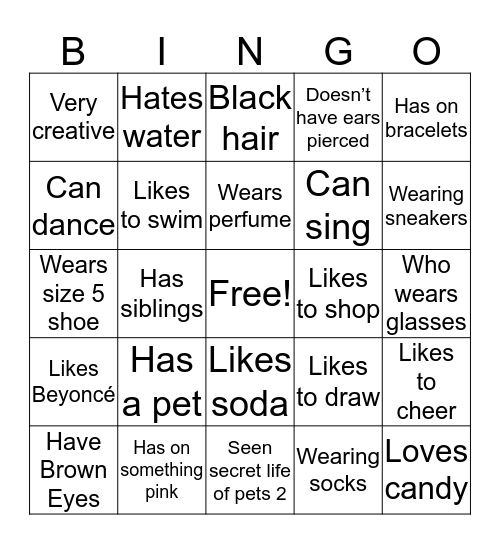 Get to know!  Bingo Card