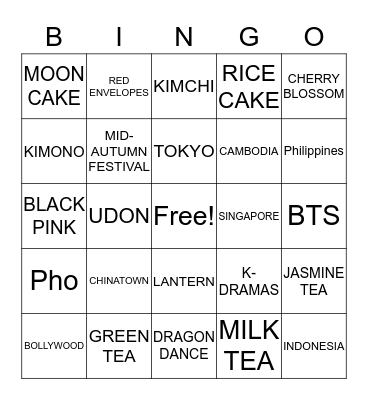 Asian Club Icebreaker Bingo Card